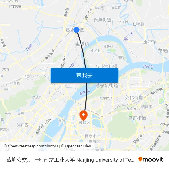 葛塘公交总站 to 南京工业大学 Nanjing University of Technology map