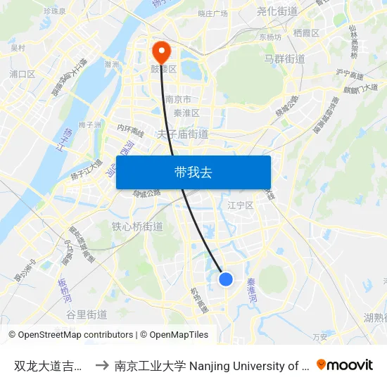 双龙大道吉印大道 to 南京工业大学 Nanjing University of Technology map