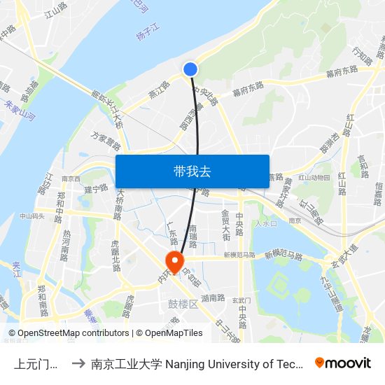 上元门水厂 to 南京工业大学 Nanjing University of Technology map