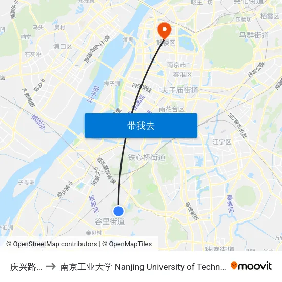 庆兴路东 to 南京工业大学 Nanjing University of Technology map