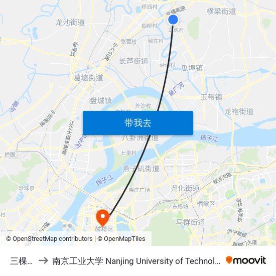 三棵椿 to 南京工业大学 Nanjing University of Technology map