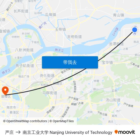 严庄 to 南京工业大学 Nanjing University of Technology map