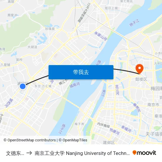 文德东路 to 南京工业大学 Nanjing University of Technology map