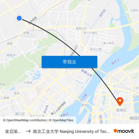 发启装饰城 to 南京工业大学 Nanjing University of Technology map