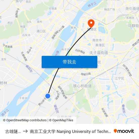 古雄隧道 to 南京工业大学 Nanjing University of Technology map