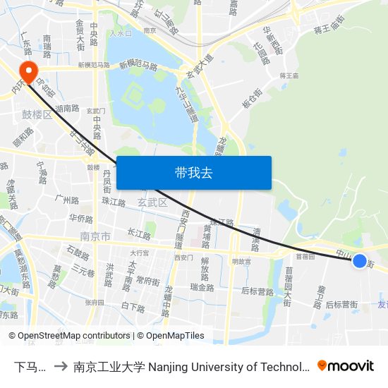 下马坊 to 南京工业大学 Nanjing University of Technology map