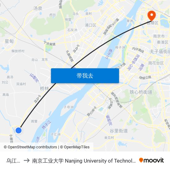 乌江东 to 南京工业大学 Nanjing University of Technology map