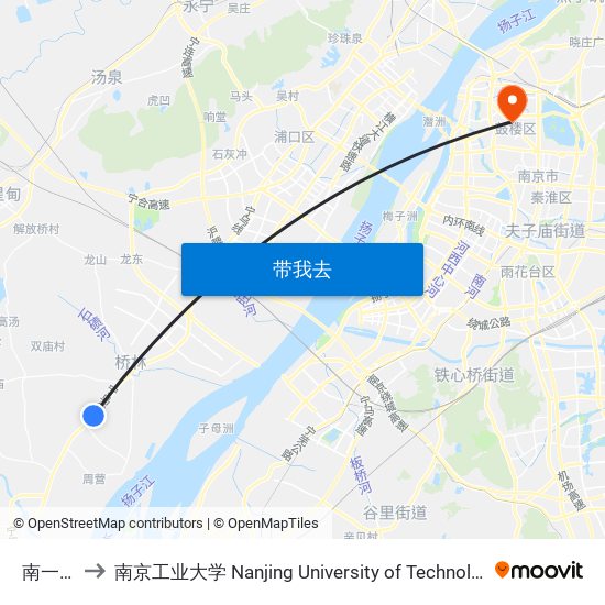 南一路 to 南京工业大学 Nanjing University of Technology map