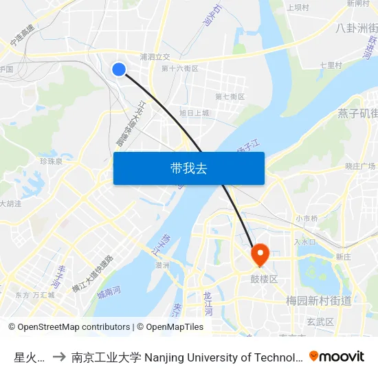 星火路 to 南京工业大学 Nanjing University of Technology map
