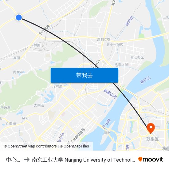 中心河 to 南京工业大学 Nanjing University of Technology map