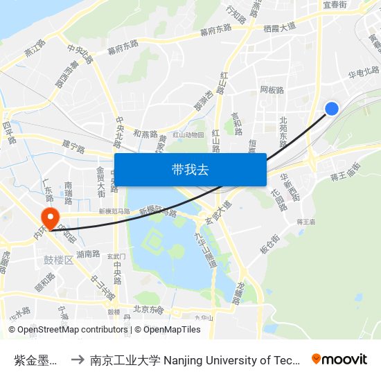 紫金墨香苑 to 南京工业大学 Nanjing University of Technology map