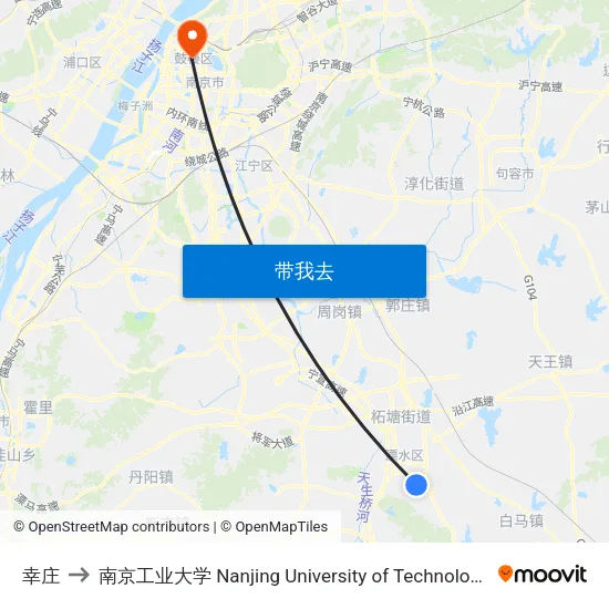 幸庄 to 南京工业大学 Nanjing University of Technology map