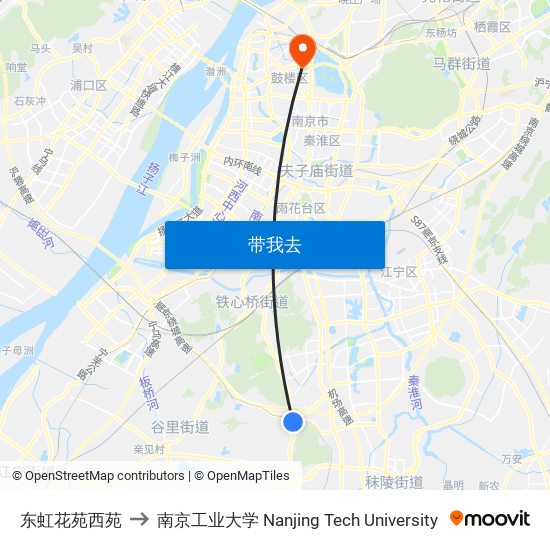 东虹花苑西苑 to 南京工业大学 Nanjing Tech University map