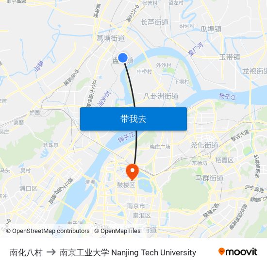 南化八村 to 南京工业大学 Nanjing Tech University map