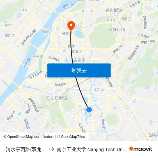 清水亭西路(双龙大道) to 南京工业大学 Nanjing Tech University map