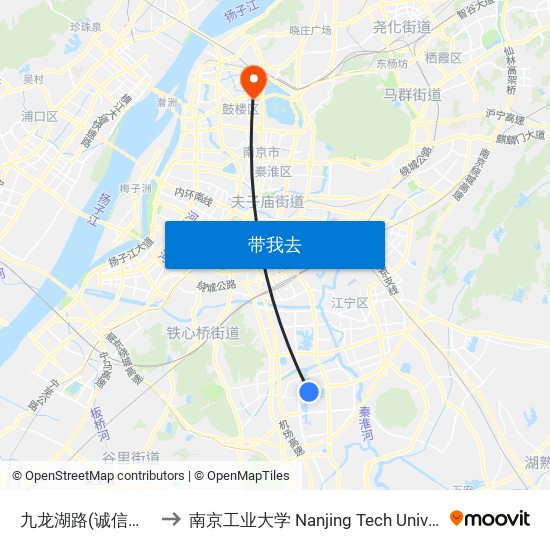 九龙湖路(诚信大道) to 南京工业大学 Nanjing Tech University map