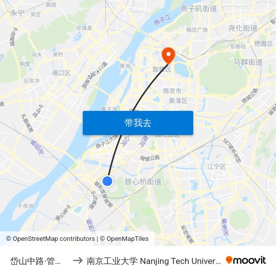 岱山中路·管道路 to 南京工业大学 Nanjing Tech University map