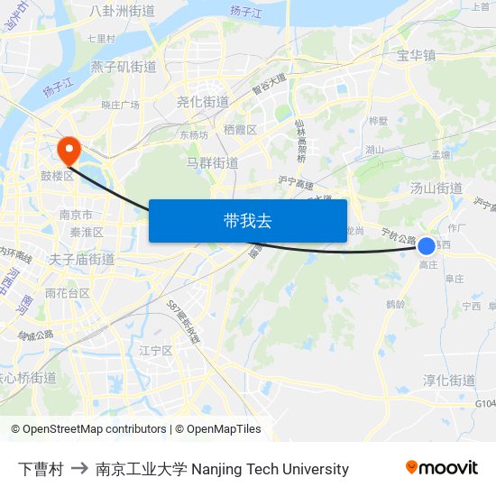 下曹村 to 南京工业大学 Nanjing Tech University map