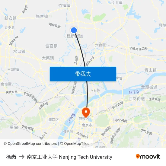 徐岗 to 南京工业大学 Nanjing Tech University map
