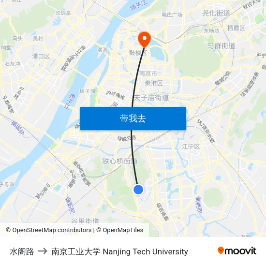 水阁路 to 南京工业大学 Nanjing Tech University map