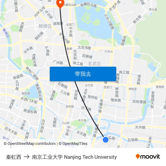 秦虹西 to 南京工业大学 Nanjing Tech University map