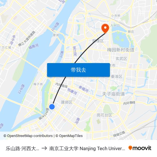 乐山路·河西大街 to 南京工业大学 Nanjing Tech University map