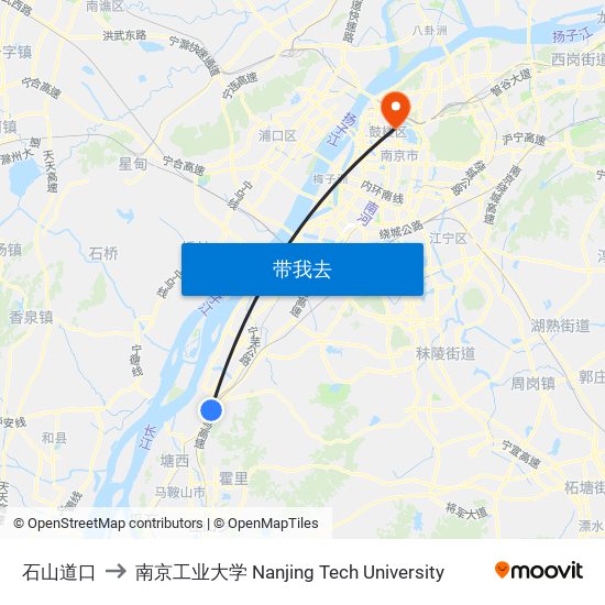 石山道口 to 南京工业大学 Nanjing Tech University map