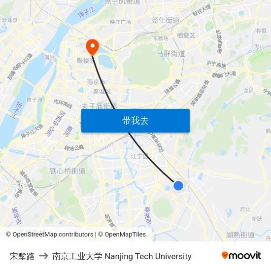 宋墅路 to 南京工业大学 Nanjing Tech University map