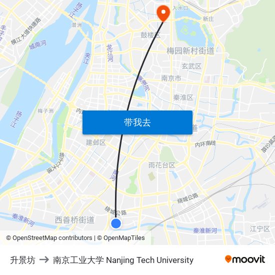 升景坊 to 南京工业大学 Nanjing Tech University map