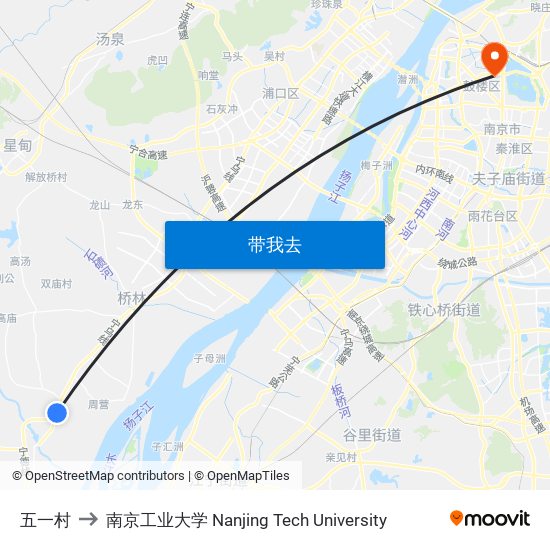 五一村 to 南京工业大学 Nanjing Tech University map