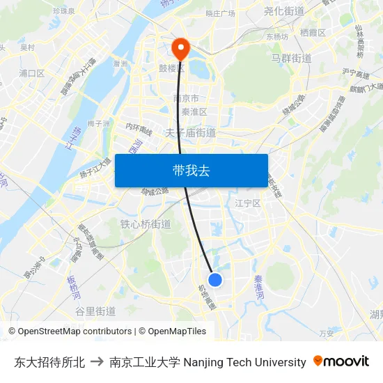 东大招待所北 to 南京工业大学 Nanjing Tech University map