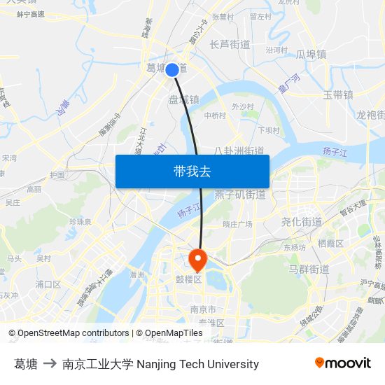 葛塘 to 南京工业大学 Nanjing Tech University map