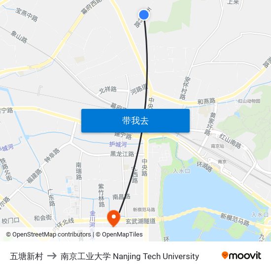 五塘新村 to 南京工业大学 Nanjing Tech University map