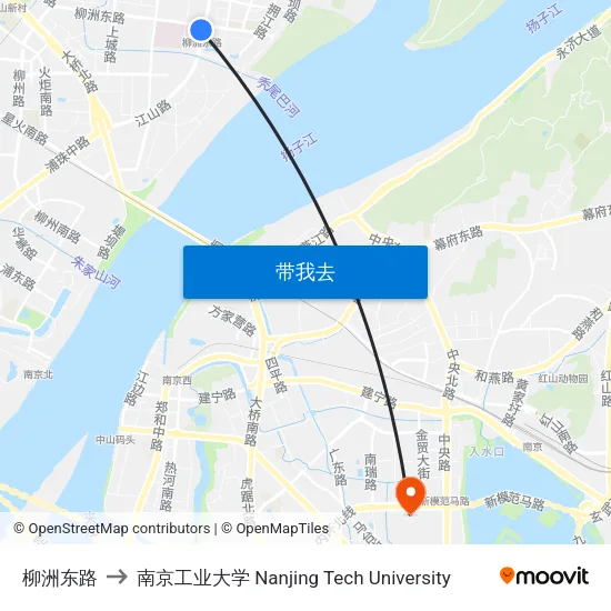 柳洲东路 to 南京工业大学 Nanjing Tech University map
