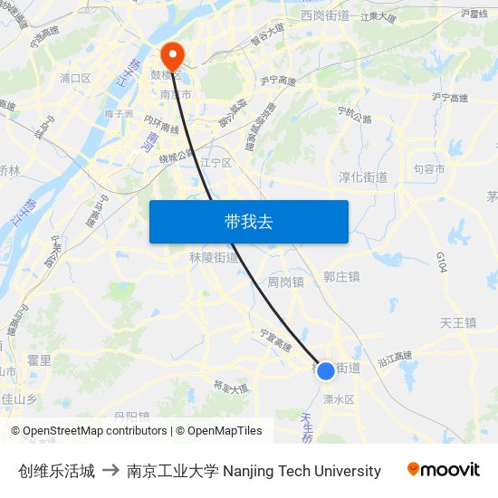 创维乐活城 to 南京工业大学 Nanjing Tech University map