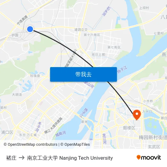 褚庄 to 南京工业大学 Nanjing Tech University map