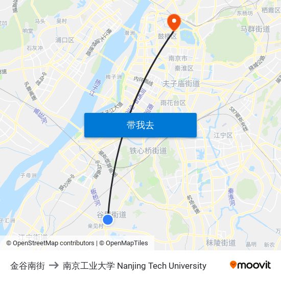 金谷南街 to 南京工业大学 Nanjing Tech University map