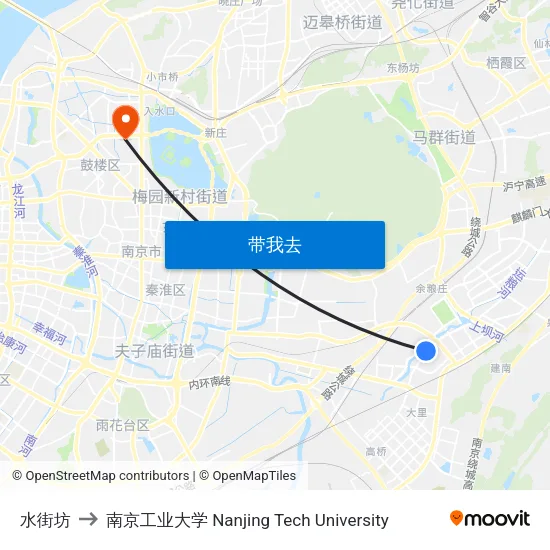 水街坊 to 南京工业大学 Nanjing Tech University map