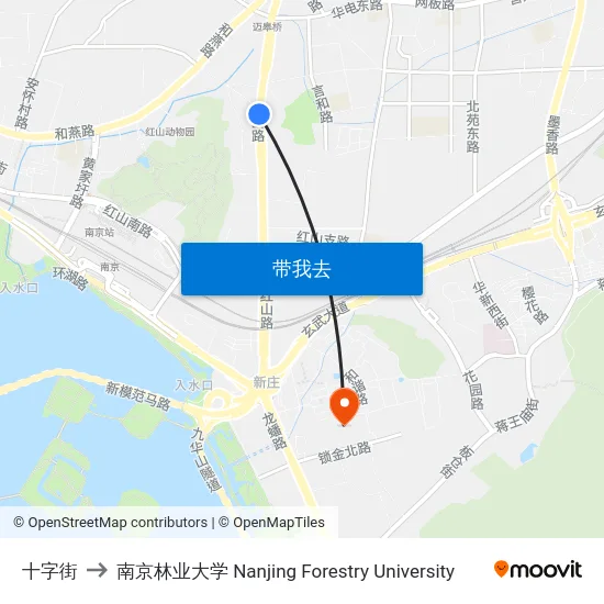十字街 to 南京林业大学 Nanjing Forestry University map