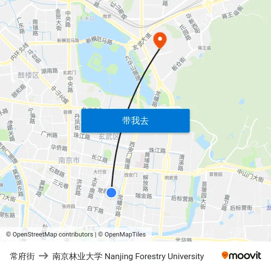 常府街 to 南京林业大学 Nanjing Forestry University map
