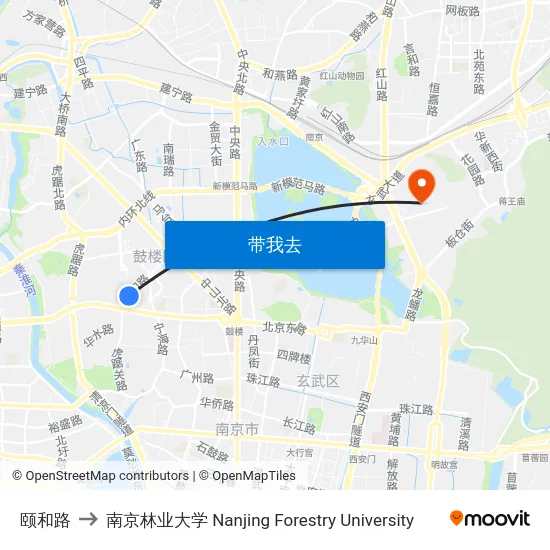 颐和路 to 南京林业大学 Nanjing Forestry University map