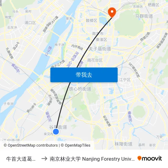 牛首大道葛师桥 to 南京林业大学 Nanjing Forestry University map
