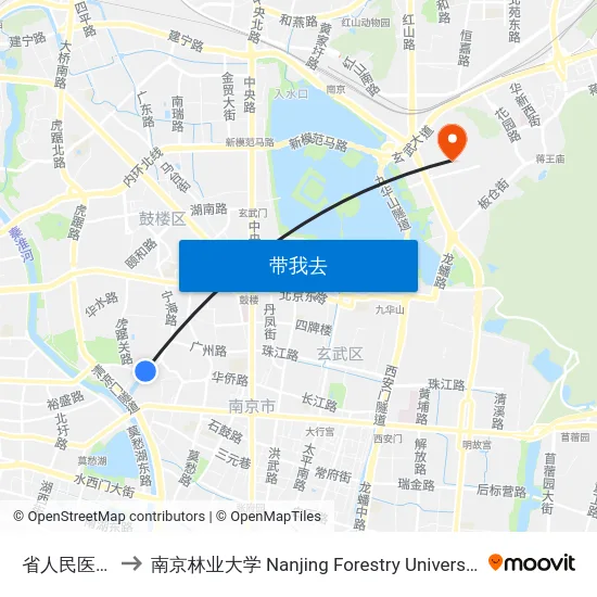 省人民医院 to 南京林业大学 Nanjing Forestry University map