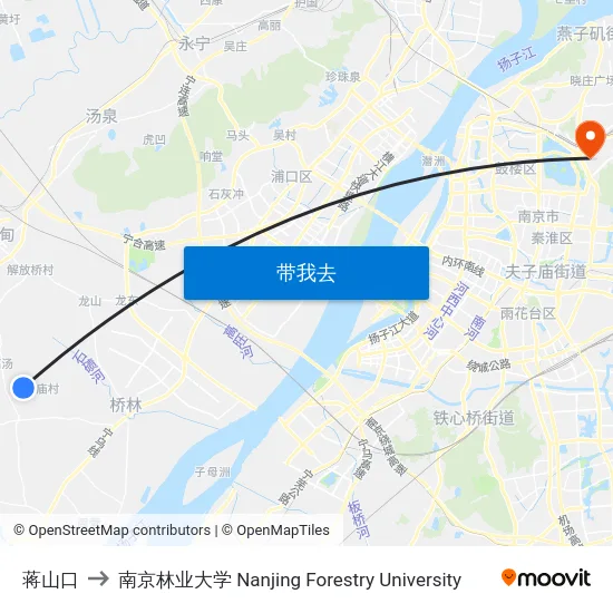 蒋山口 to 南京林业大学 Nanjing Forestry University map