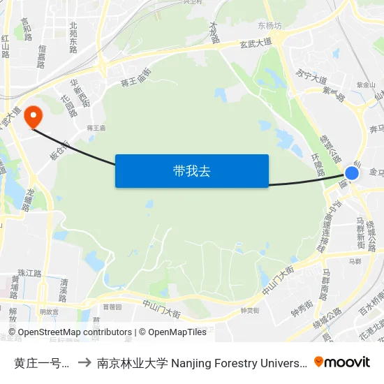 黄庄一号路 to 南京林业大学 Nanjing Forestry University map
