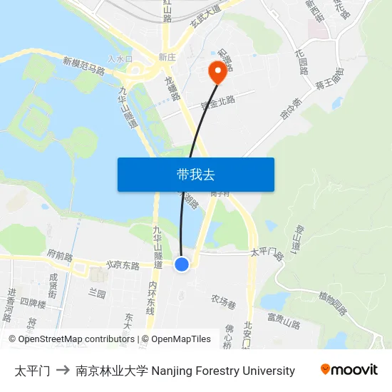 太平门 to 南京林业大学 Nanjing Forestry University map