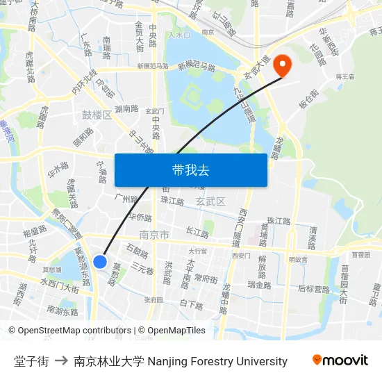 堂子街 to 南京林业大学 Nanjing Forestry University map