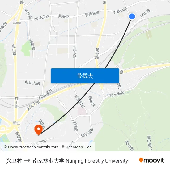 兴卫村 to 南京林业大学 Nanjing Forestry University map