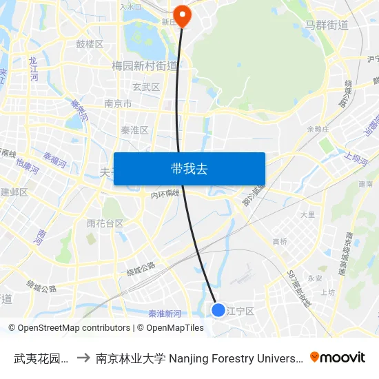 武夷花园东 to 南京林业大学 Nanjing Forestry University map