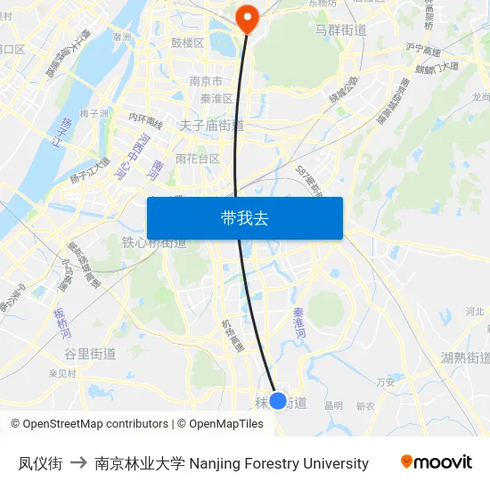 凤仪街 to 南京林业大学 Nanjing Forestry University map